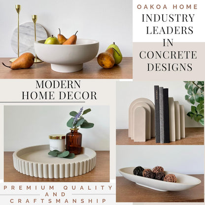 White Scalloped Concrete Decorative Bowl