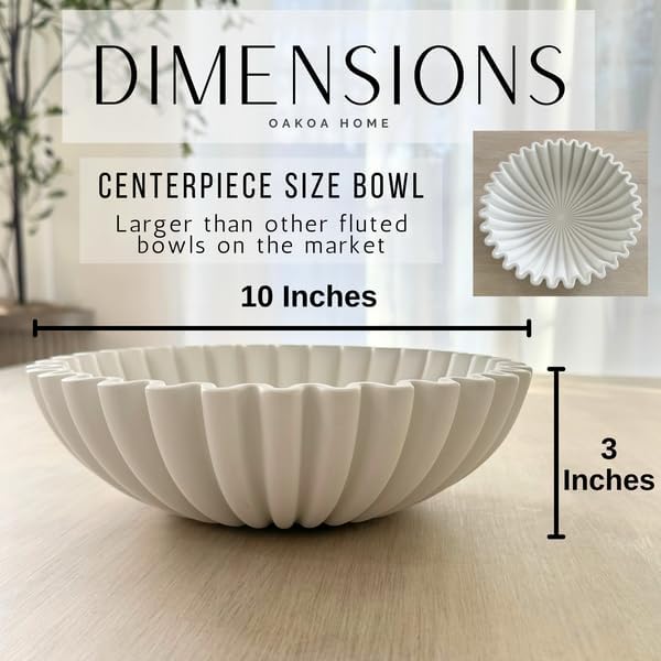 White Scalloped Concrete Decorative Bowl