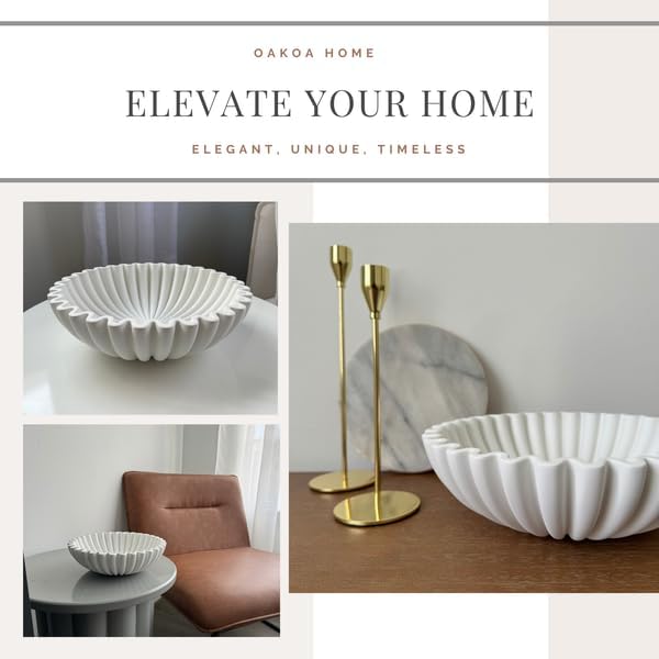 White Scalloped Concrete Decorative Bowl