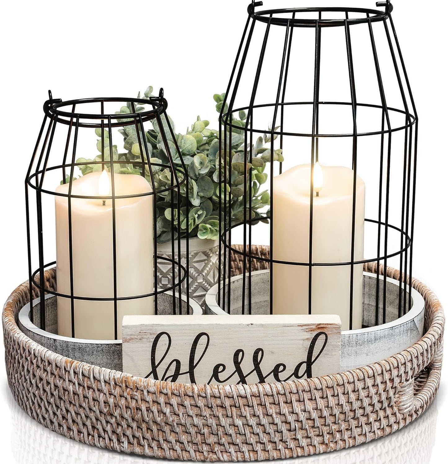 Set of 2 Rustic Lantern Decor
