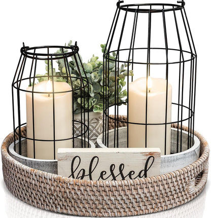 Set of 2 Rustic Lantern Decor