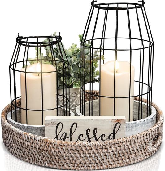 Set of 2 Rustic Lantern Decor