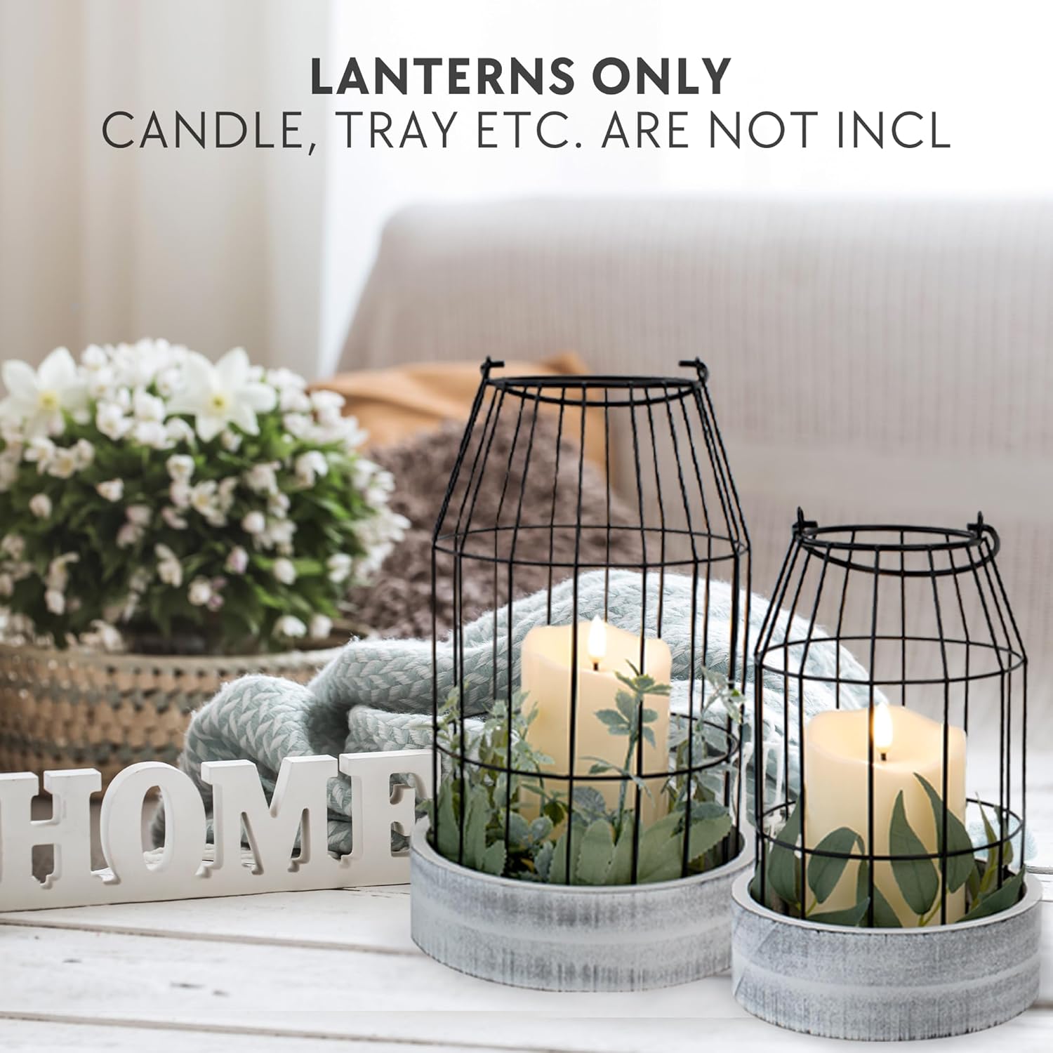 Set of 2 Rustic Lantern Decor