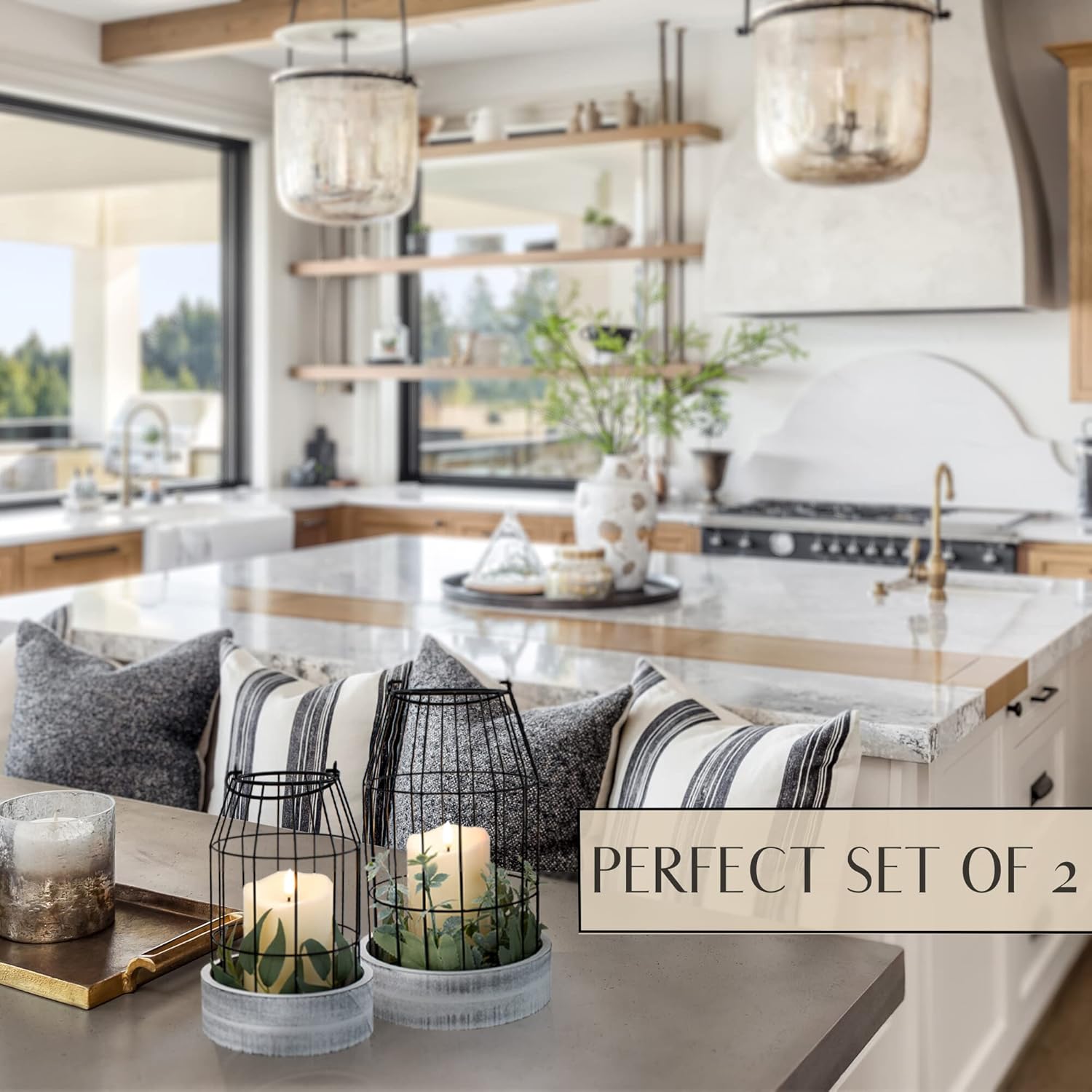 Set of 2 Rustic Lantern Decor