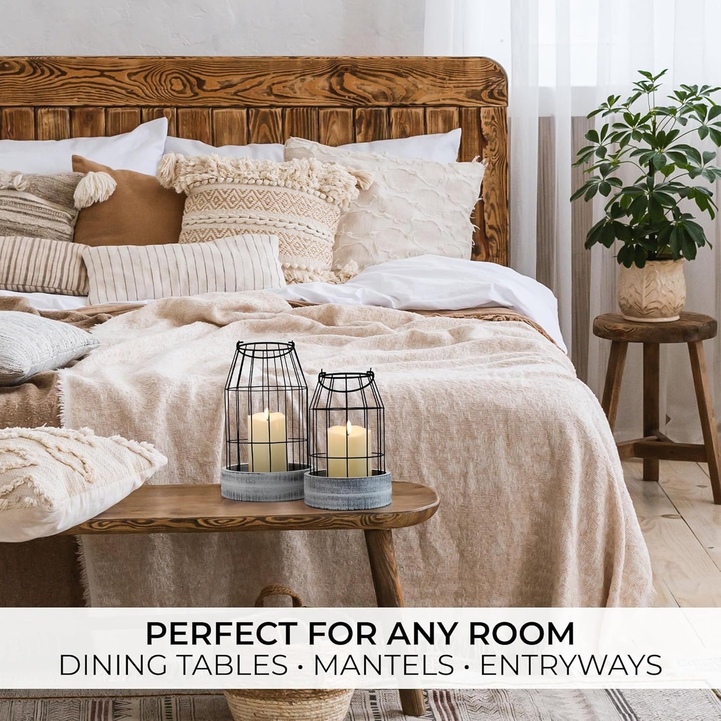 Set of 2 Rustic Lantern Decor