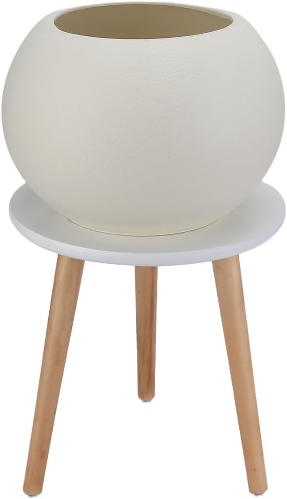 11" White Cylinder Pot with Stand