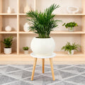 11" White Cylinder Pot with Stand
