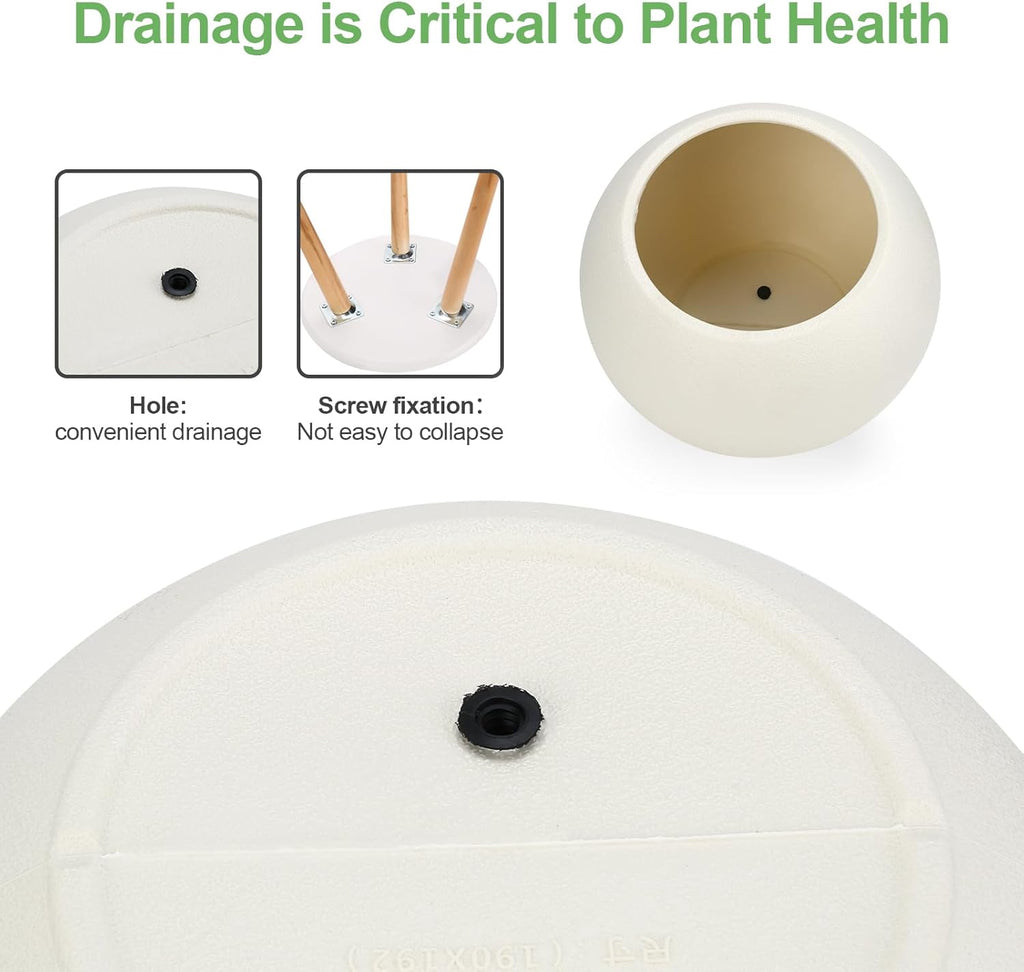 11" White Cylinder Pot with Stand